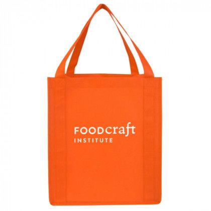 Logo Imprinted Reusable shopping bags- Saturn Jumbo Non-Woven Tote - Orange